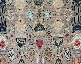 Nomad Jewel Upholstery Fabric, Tribal Medallion Woven Textile, Boho Curtain Material