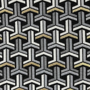 Graphic 3D Art Deco Woven Fabric by Meter Upholstery Gold Black White Geometric Scandinavian
