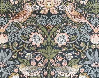 William Morris Strawberry Thief Vintage Blue Cotton Fabric Sold by the Meter PROMOTIONAL PRICE