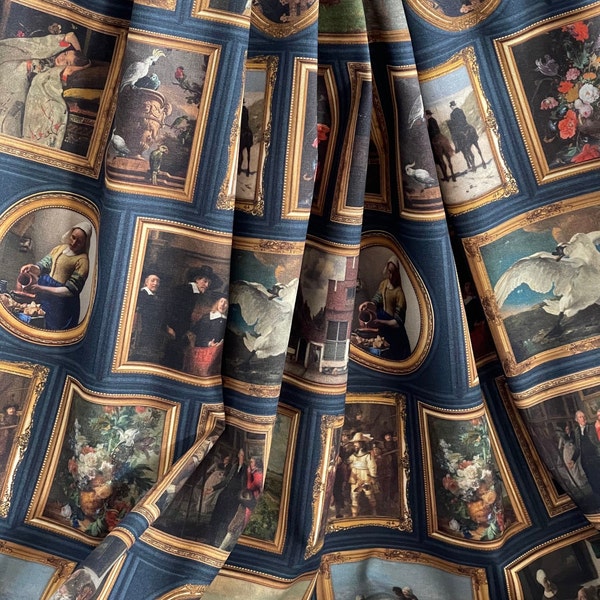 Dutch Art Museum-Inspired Cotton Fabric - Classic Masterpieces by Jan Asselijn and More - Sold by the Meter
