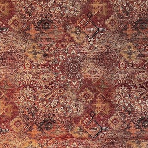 Rustic Mosaic Upholstery Fabric – Vintage Geometric Woven Textile for Curtains Cushions & Home Décor