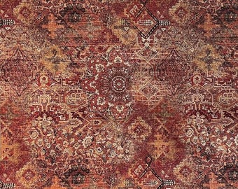Rustic Mosaic Upholstery Fabric – Vintage Geometric Woven Textile for Curtains Cushions & Home Décor