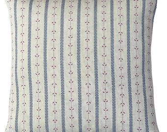 Countryside Stripe Cushion Cover | Dusty Blue Lavender Mauve | Farmhouse Decor | Linen Look Accent Pillow