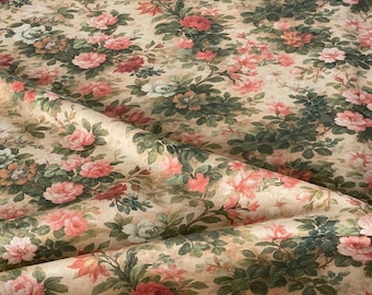 Vintage Rose Garden – Cotton Floral Fabric for Curtains & Blinds