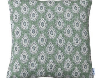 Green Paisley Cushion Cover Linen Look Buta Floral Pillow Sage Boho Decorative Throw