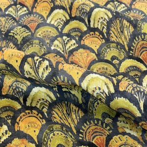 Art Deco Peacock Feathers Design Organic Cotton Fabric –  Geometric Print | Home Décor and Upholstery