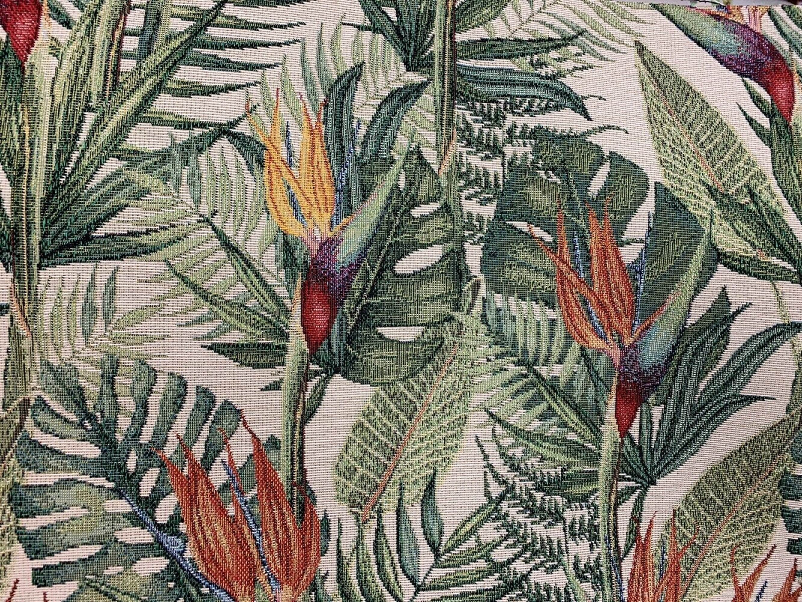 Fern Birds of Paradise Botanical Green Luxury Woven Fabric Etsy