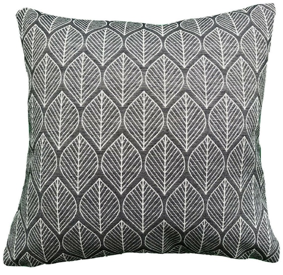 Geometric Retro Scandinavian Dark Grey Cushion Cover Modern Leaves Petals Woven Etsy Ireland