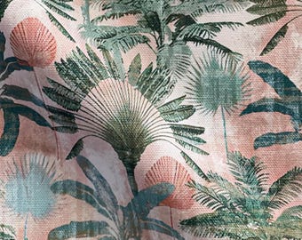 Blush Tropical Palm Fabric | Botanical Home Decor Upholstery Drapery Textile