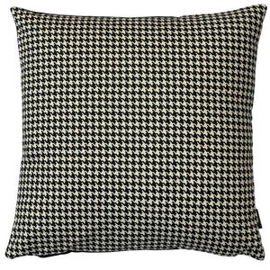 Organic Cotton Houndstooth Cushion Cover – Black Velvet Back, Zip Closure, Handmade in UK