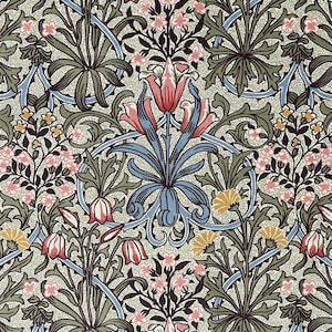 William Morris Fabric pattern Woodland Weeds Tulips Printed Cotton Fabric Vintage Style