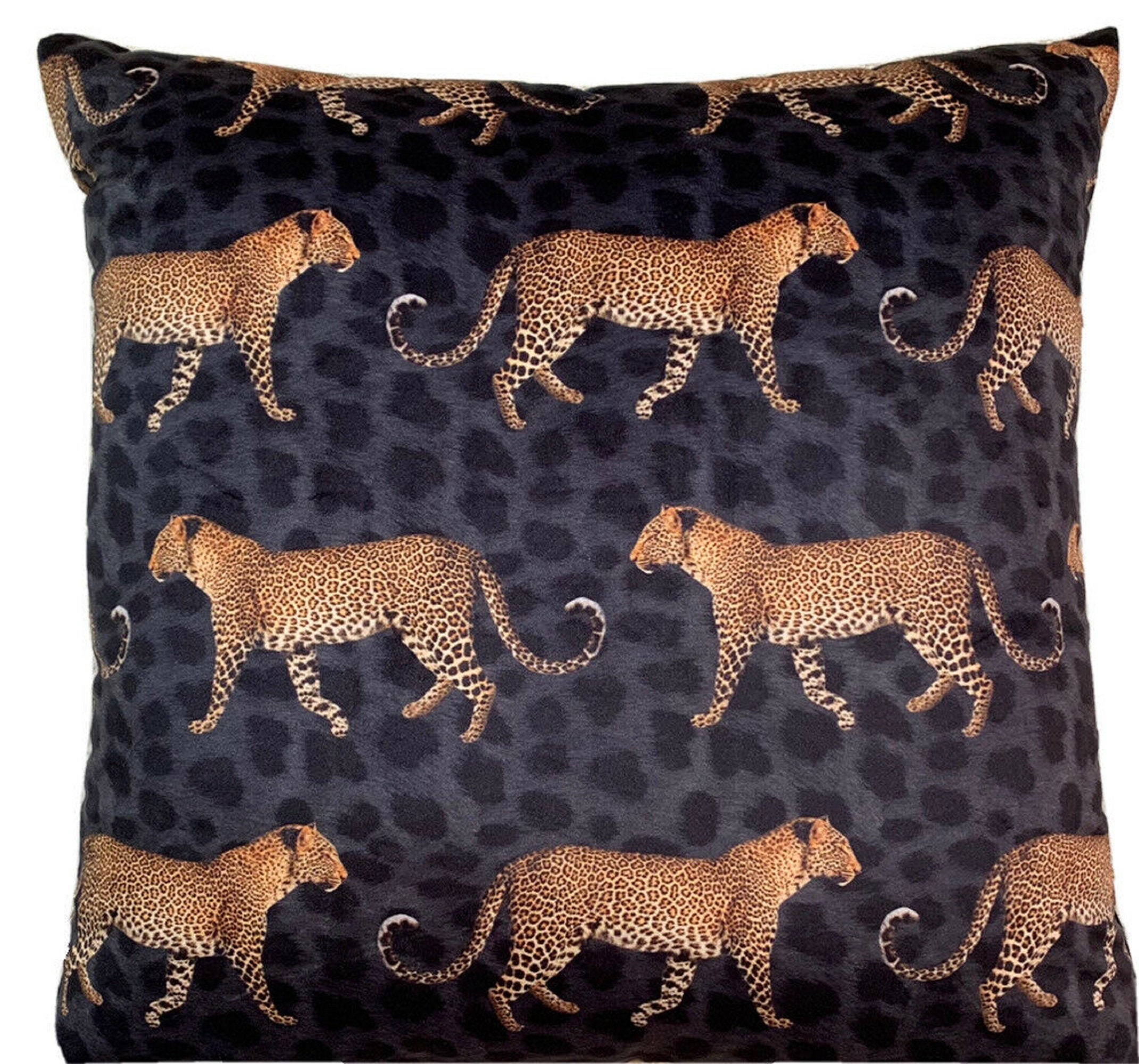 XL Velvet Animal Print Cushion In Black And Gold | ubicaciondepersonas ...