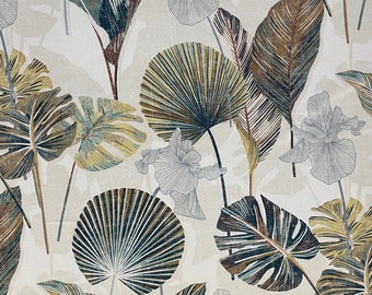Terciopelo italiano con plantas de la selva tropical: tela de lujo para decoración del hogar