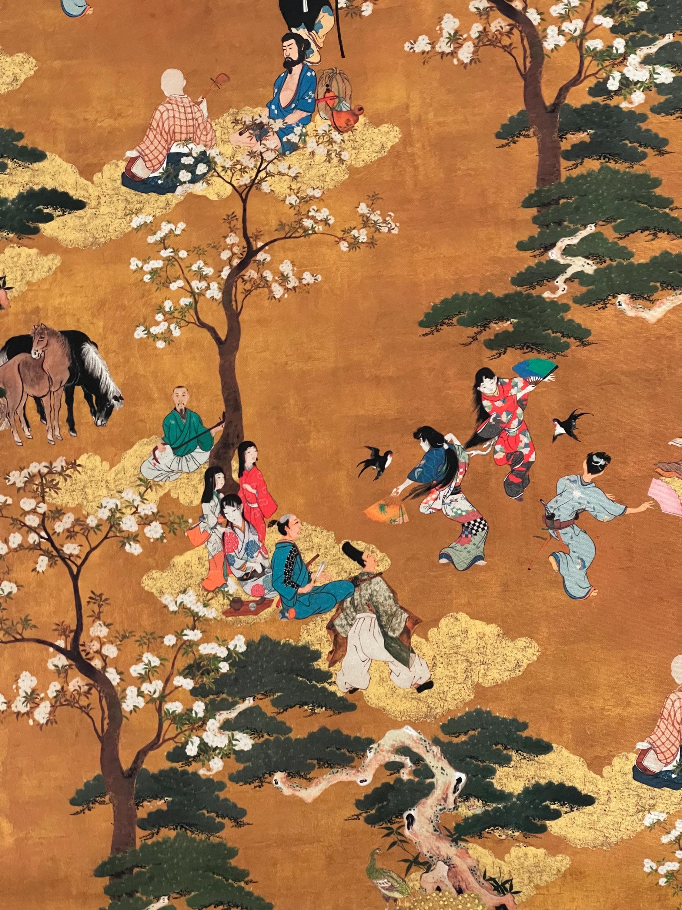 黄色のコットン生地 芸者と侍 植物 日本の桜 東洋風インテリア - Etsy 日本