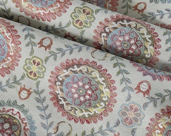 Heritage Medallion Woven Fabric, Floral Geometric Home Furnishing Material