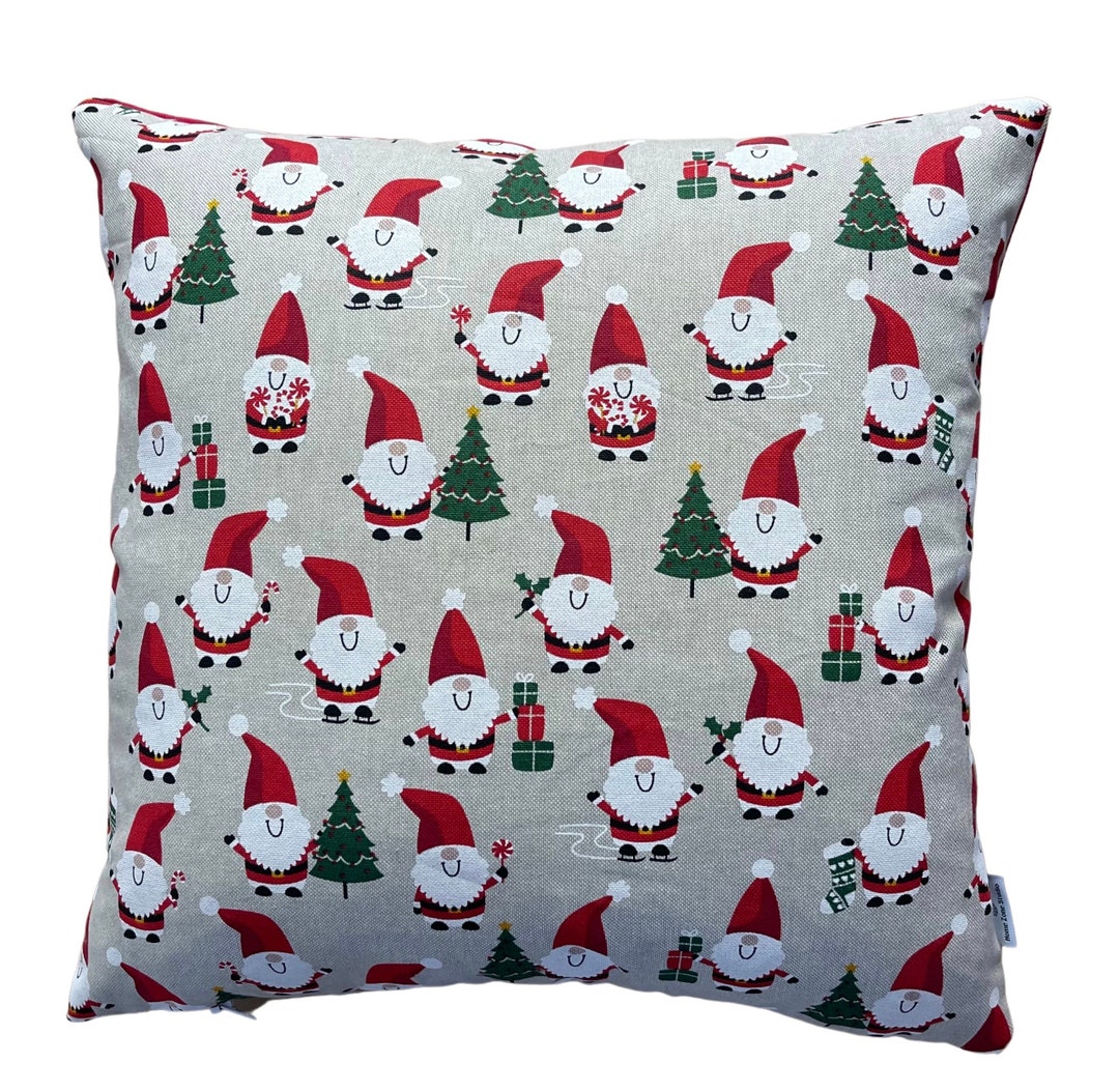 Santa's Delight Festive Cushion Cover With Sleigh Etsy UK
