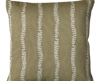 Soft Gold Stripe Cushion Cover Linen Look Farmhouse Neutral Willow Vine Decorative Pillow