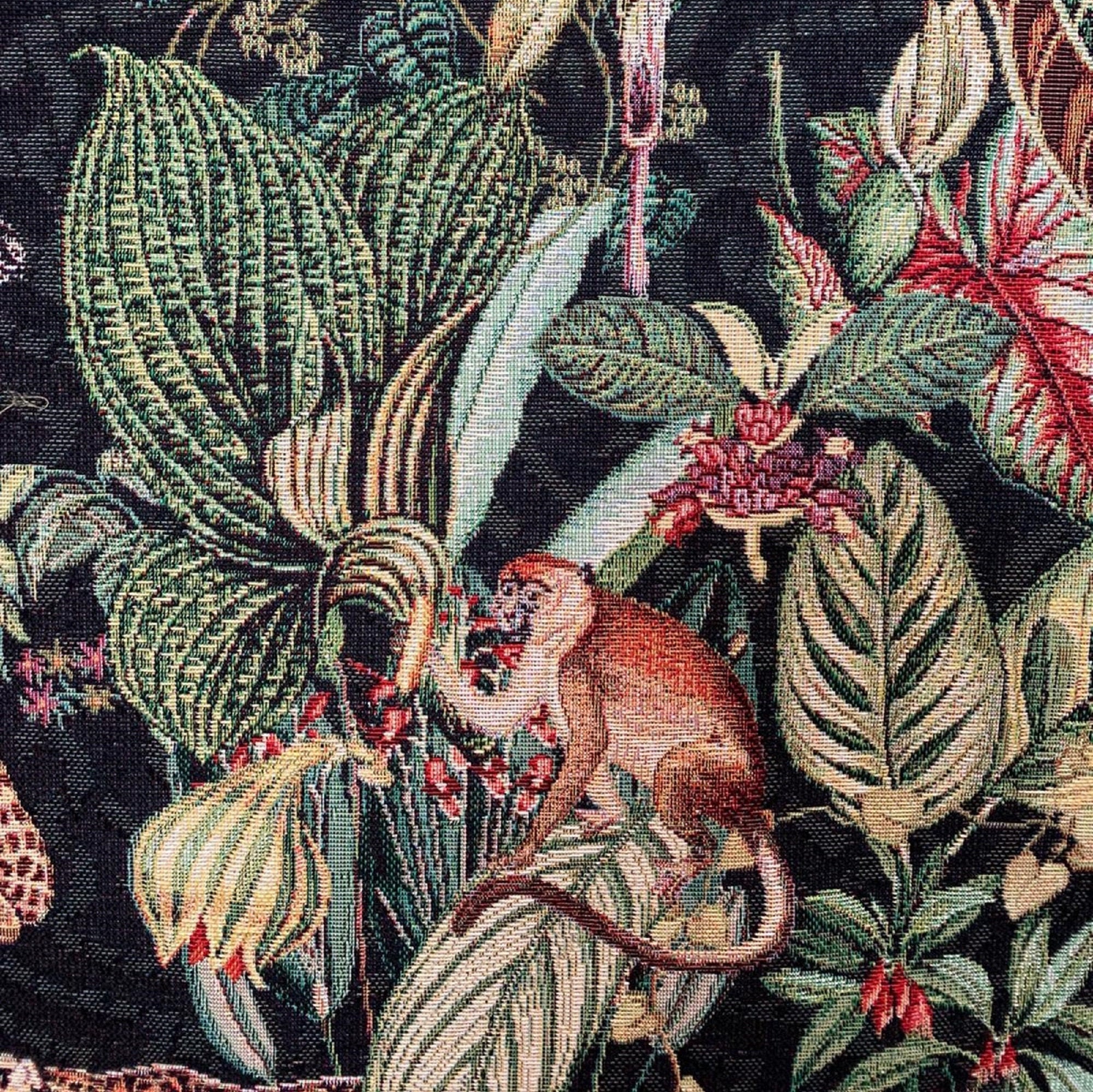 Jungle Kingdom Black Woven Upholstery Fabric Animals Zebra