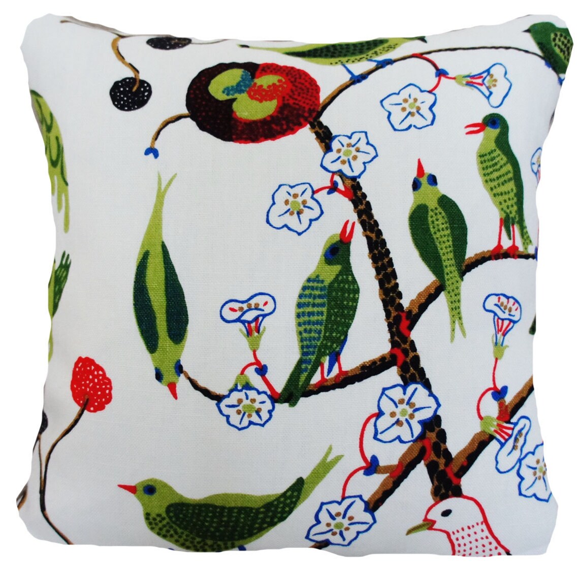 Langs Green Mixed Floral Birds Embroidered Cushion