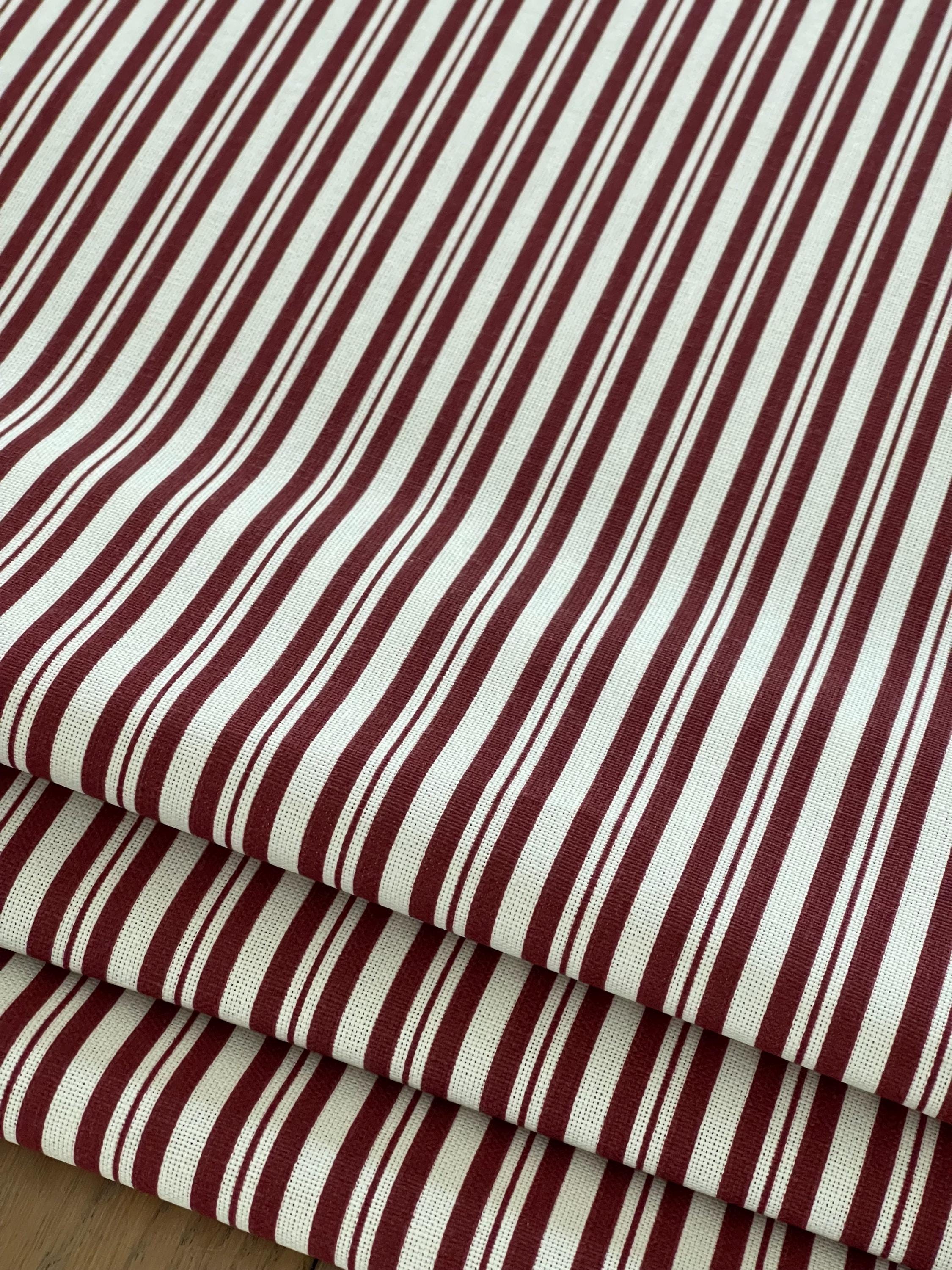 Red Ticking Stripe Fabric: Cotton Blend Nautical Decor - Etsy