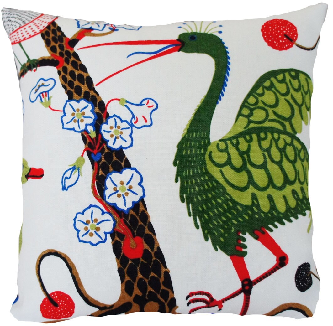 Langs Green Mixed Floral Birds Embroidered Cushion main image 1