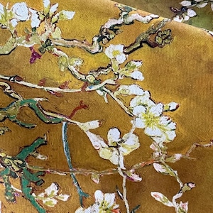 Almond Blossoms Van Gogh Painting Cotton Fabric Yellow Orange Green Tones for Home Decor