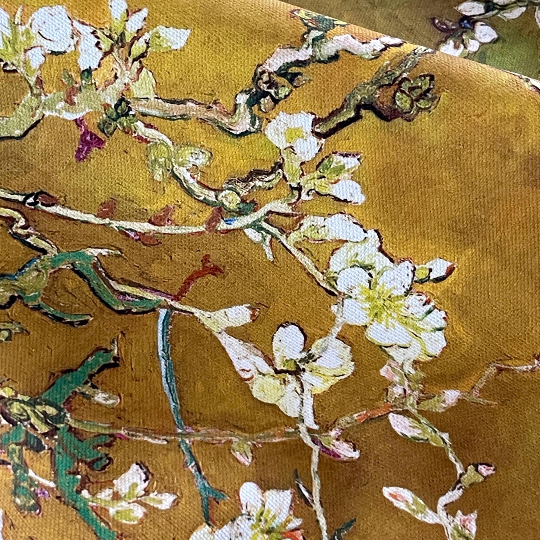 子羊と花の絵画 金色フレーム アーモンドの花、ゴッホの絵画、コットン生地、イエロー、オレンジ