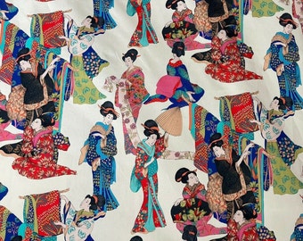 Geisha Fabric Japanese Kimono Cotton Material Oriental Textile Curtains Upholstery