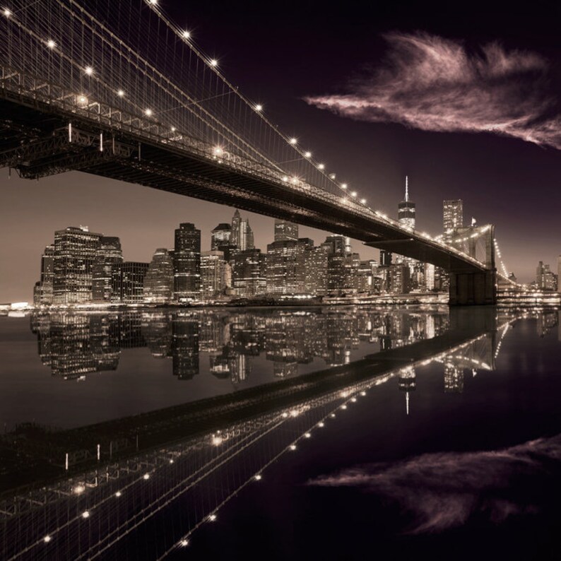 Brooklyn Bridge New York Window Curtain Cityscape Curtain Etsy