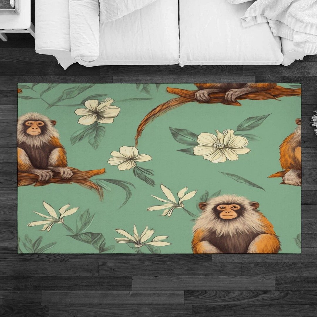 Chimpanzee Rug, Animal Rugs, Monkey Area Rug, Wild Life Living Room