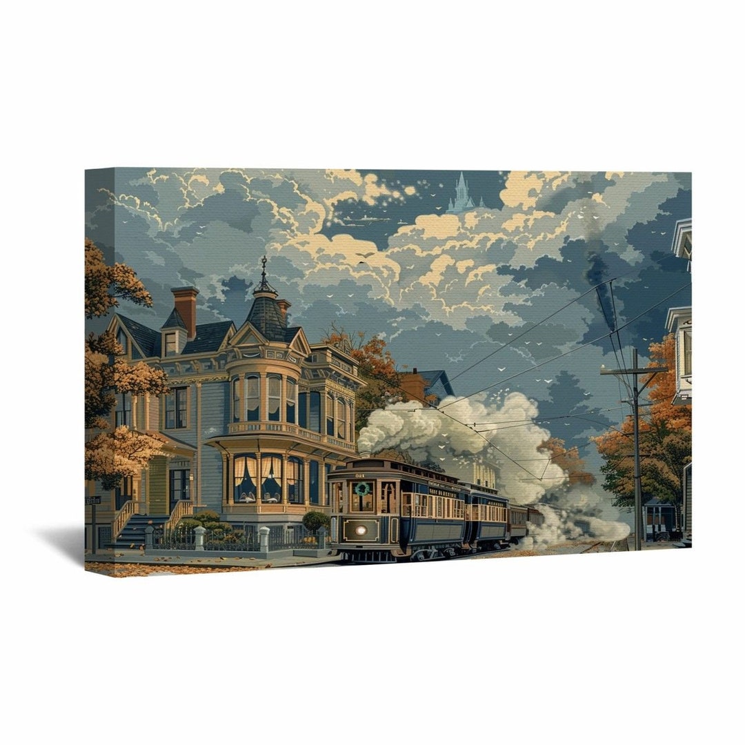 Streetcar Wall Art, Transport Wall Decor, Vintage Tapestry