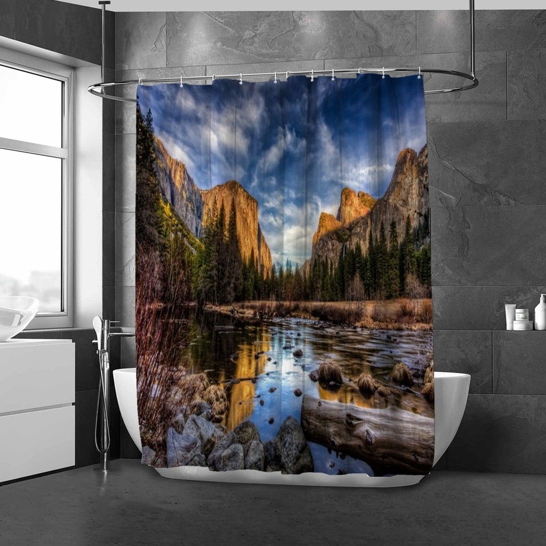Scenic Shower Curtain Landscape Bathroom Decor Nature Bath Etsy