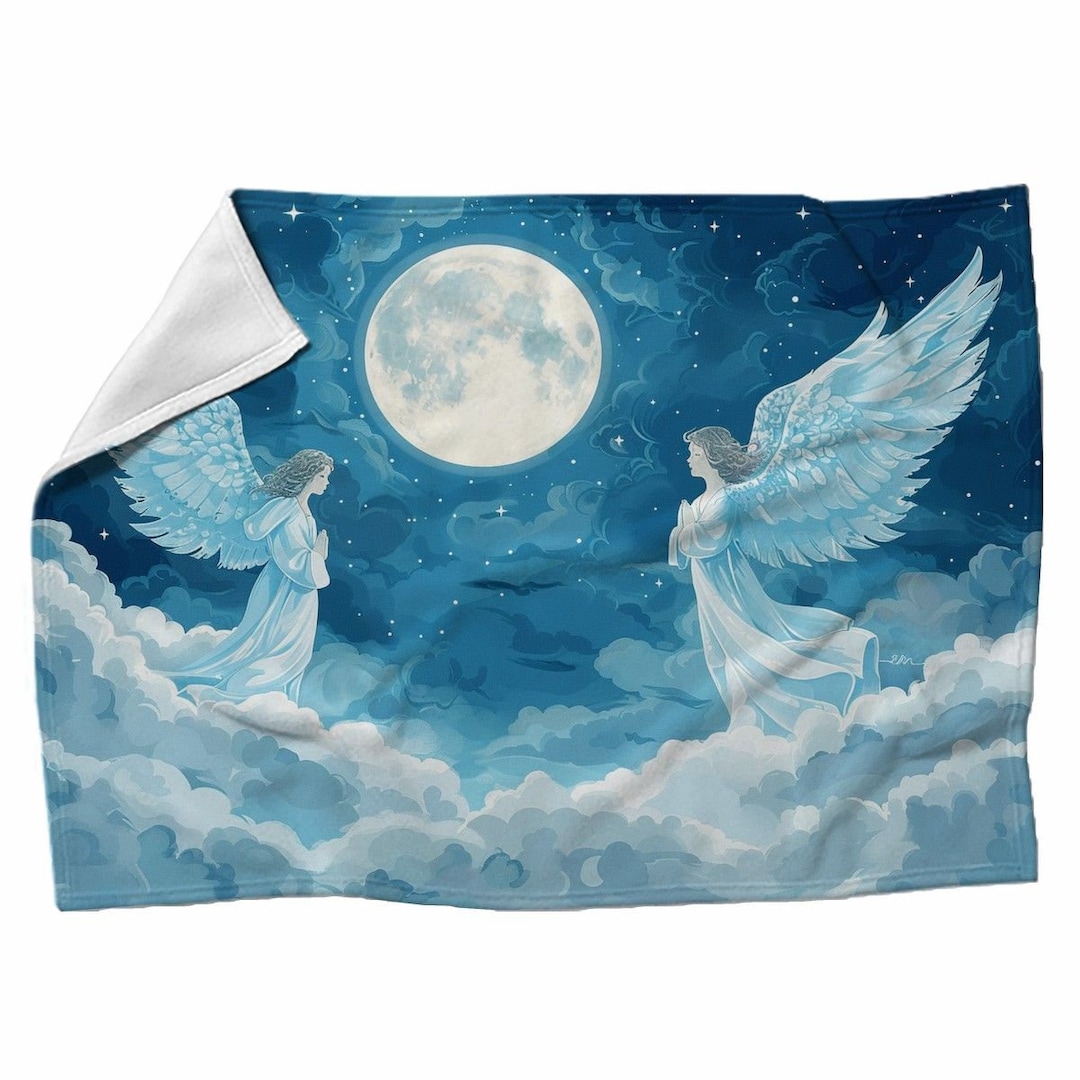 Angels Blanket, Fantasy Blankets, Heavenly Sherpa Blanket, Illustration Throw Blanket, Classic