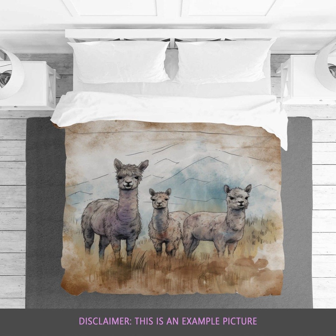 Alpaca Bedding Animal Comforter Brown Duvet Cover Cool Etsy