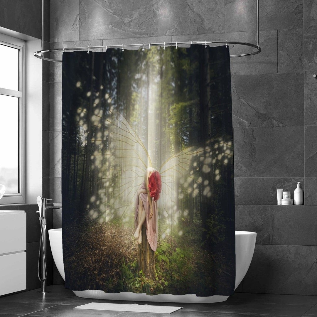 Fairy Shower Curtains Fairy in the Forest Bath Decor Butterfly Etsy