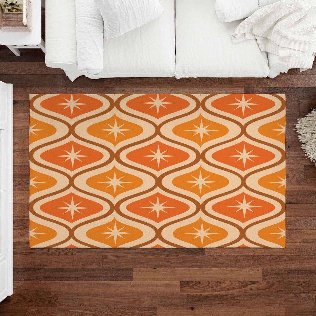 Mid Century Modern Rugs Atomic Patterns Area Rug Starburst Etsy