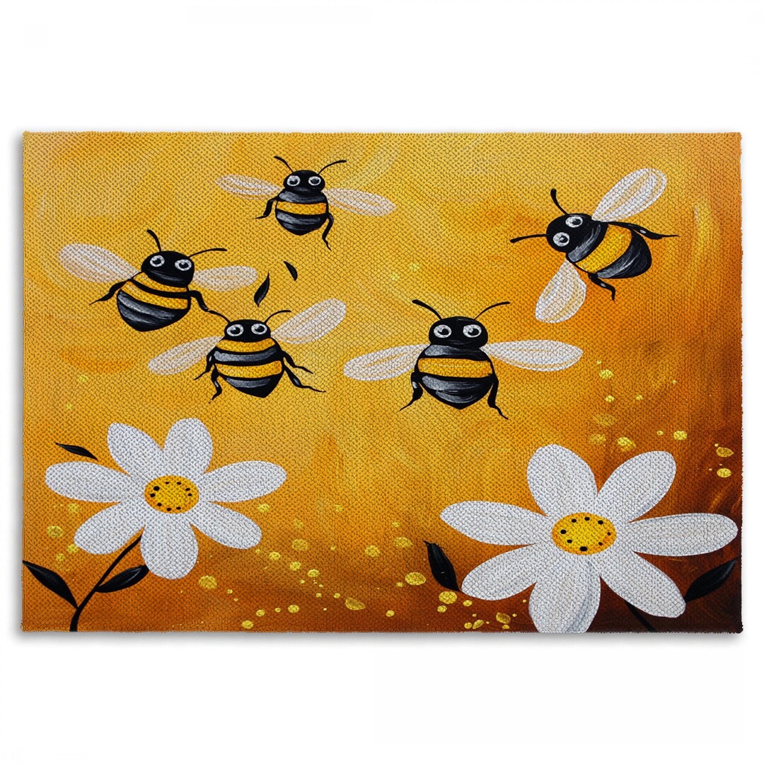 Bees Area Rug: Bohemian Tropical Living Room Decor, Personalized - Etsy