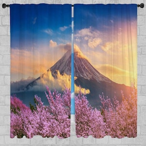 Sakura Window Curtains Cherry Blossom Drapes Pink Curtain Panels Floral Lined Curtains Oriental Home Decor