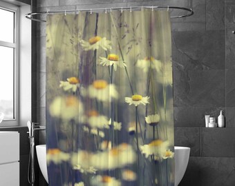HANHAOKI Daisy Flower Pattern Yellow Shower Curtain 36 X 72