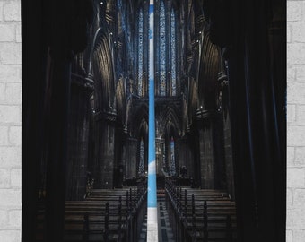 Glasgow Cathedral Gothic Window Curtain: Black Architecture Decor