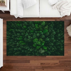 Aerial View Of A Forest Area Rugs Forest Green Rug Green Area Rug Rainforest Rugs Abundant Forest Trees Living Room Rugs