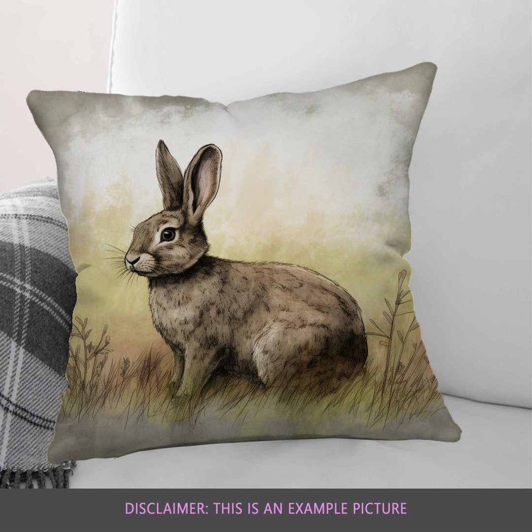 Bunny Throw Pillow Rabbit Pillow Sham Green Pillowcase Cool Etsy