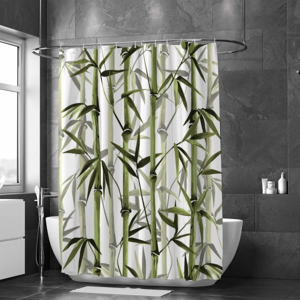 Green Bamboo Shower Curtain Etsy