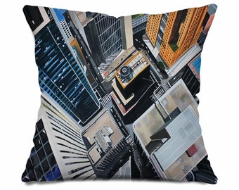 Cityscape Pillow, Architecture Pillow Cover, Skyscrapers Throw Pillow, Urban Pillowcase, Contemporary Home Decor