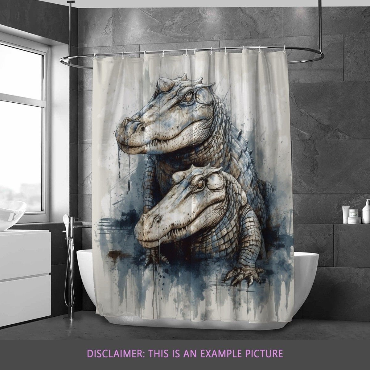 Alligator Shower Curtain Crocodile Bath Mat Blue Bathroom Decor Cool Custom  Size Shower Curtain Boy Personalized Gift 