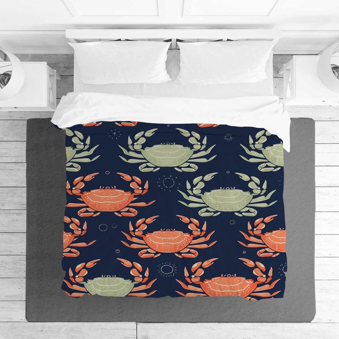 Crab Bedding Animal Bedding Set Coastal Comforter Beach Etsy