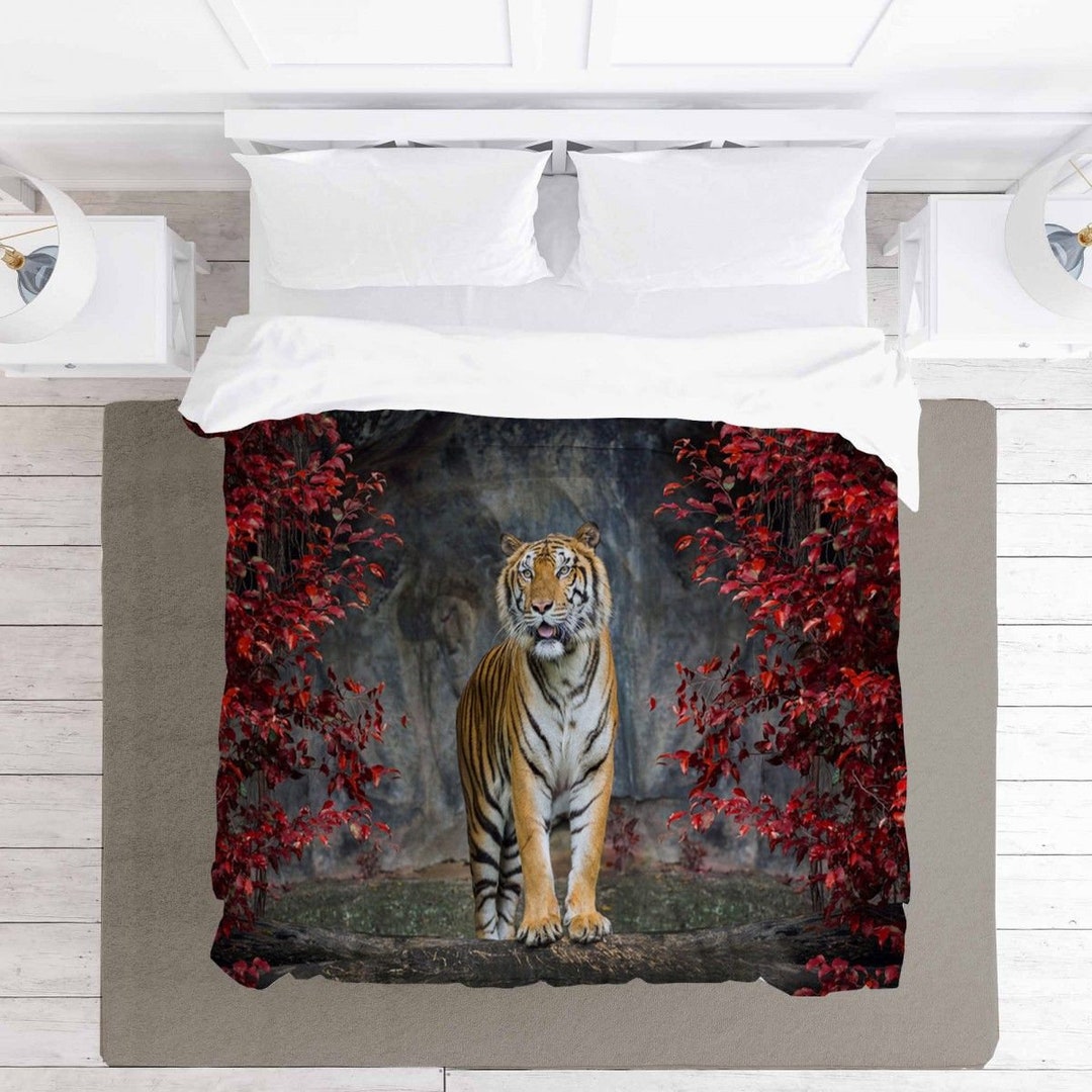 Tiger Comforters Portrait of the Tiger Duvets Multicolored Etsy