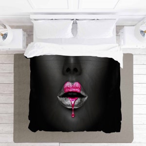 Lips Comforter Avant Garde Shot Duvets Dark And Pink Duvet Covers Metallic Pink Lips Comforters Gray And Pink Lipstick Bedding
