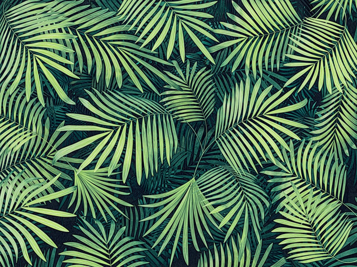 Tropical Window Curtains Palm Leaves Drapes Green Curtain - Etsy