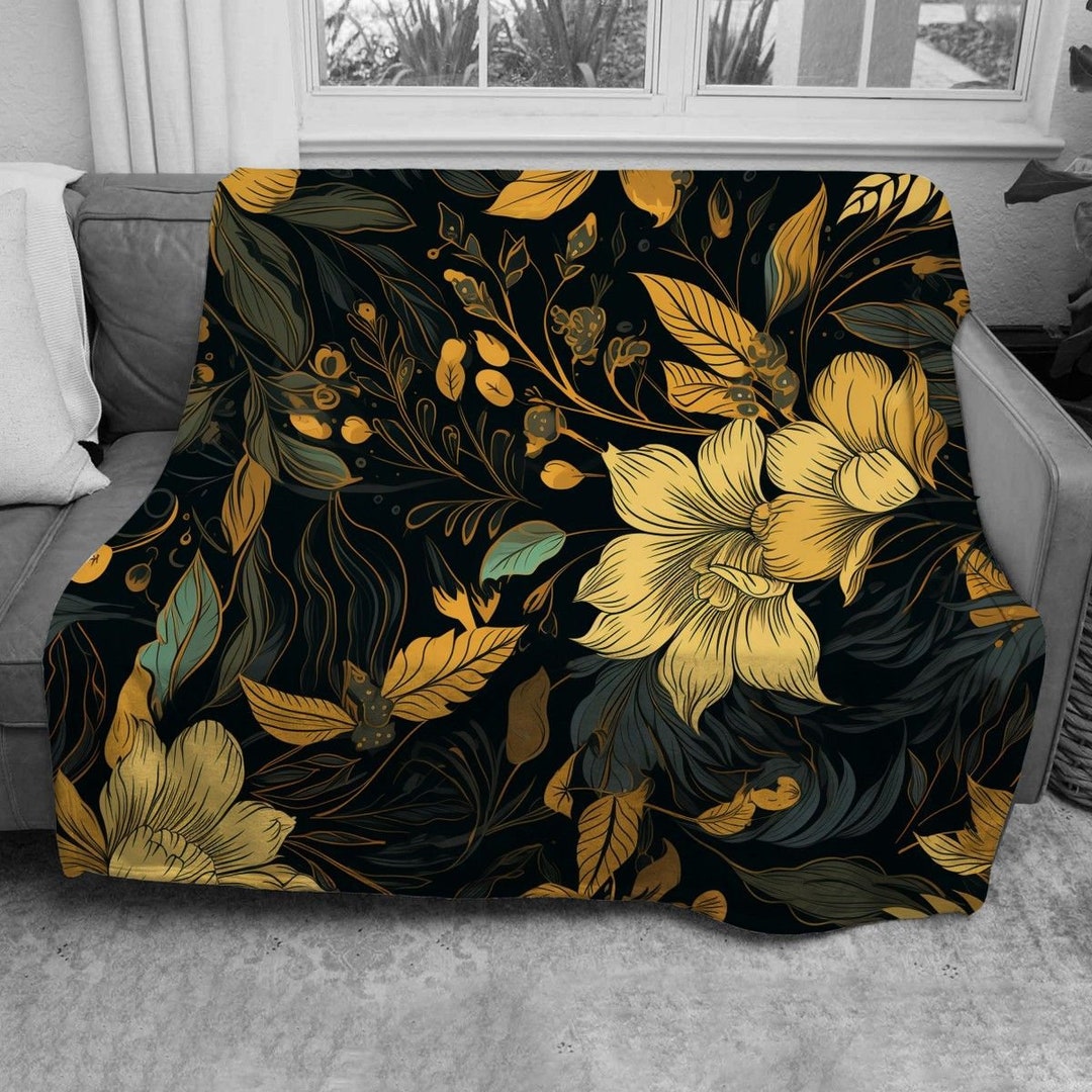 Floral Blanket Classic Blankets Gold Sherpa Blanket Etsy